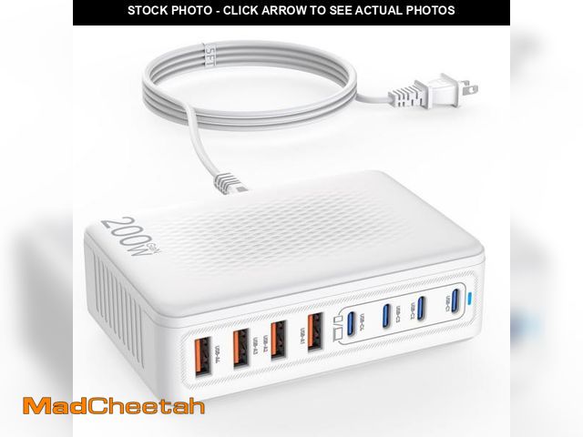 Lot 74-12052965 - USB C Charger Block,200W GaN 8 Port USB C Charging Station USB Hub Block Cube Type C &amp; USB A Wal...