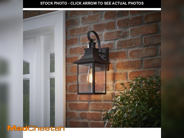 Lot 74-14222910 - Hampton Bay Edgehill 16.25 in. 1-Light Matte Black Hardwired Outdoor Wall Light Lantern Sconce with ...