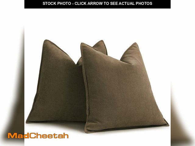 Lot 74-12719412 - ZWJD Brown Pillow Covers 26x26 Set of 2 Chenille Throw Pillow Covers with Elegant Design Soft and Lu...