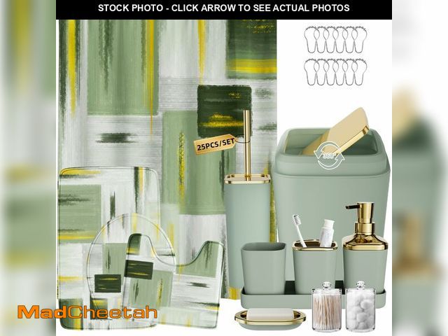 Lot 74-14304102 - XLHOMO Bathroom Set - Sage Green Bathroom Accessories Set, Bathroom Sets with Shower Curtain and Rug...