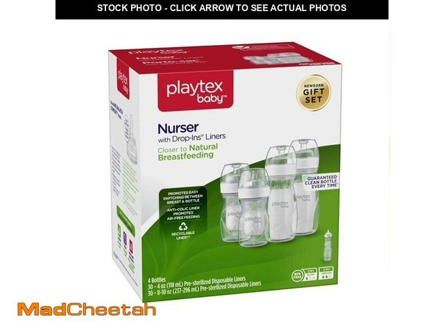 Lot 74-14300970 - Playtex Baby Nurser Bottle Gift Set, with Pre-Sterilized Disposable Drop-Ins Liners, Closer to Breas...