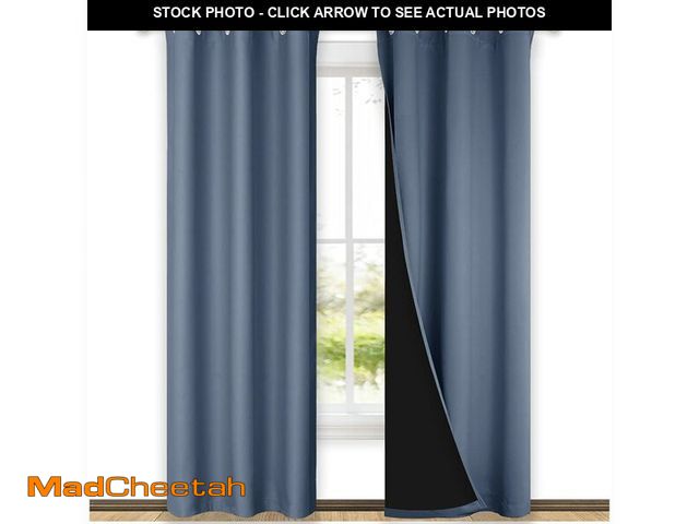 Lot 74-13628219 - NICETOWN 100% Blackout Curtains Thermal, Stone Blue, 1 Pair, W37 x L80, Noise Reduction and Privacy ...