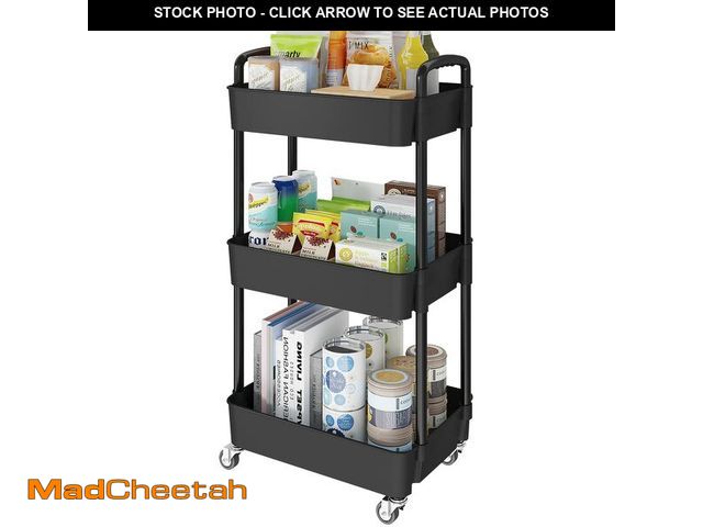 Lot 74-12455642 - Laiensia 3-Tier Kitchen Storage Cart,Multifunction Utility Rolling Storage Organizer,Mobile Shelving...