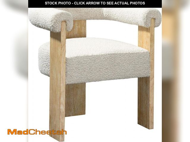 Lot 74-12170111 - Meridian Furniture 566Cream-C Barrel Collection Mid-Century Modern Dining Chair with Solid Wood Natu...