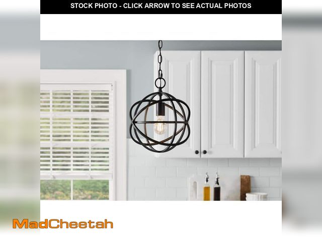 Lot 74-12804298 - Home Decorators Collection Sarolta Sands 1-Light Black Mini Pendant Light Fixture with Caged Orb Met...