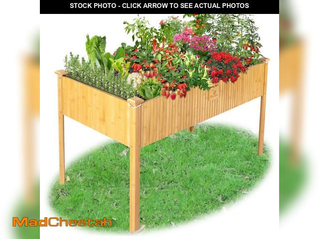 Lot 74-12524023 - FCVEIDO Raised Garden Bed, 48x25x30 Inch Raised Bed, Elevated Bamboo Planter Box with Legs, Standing...