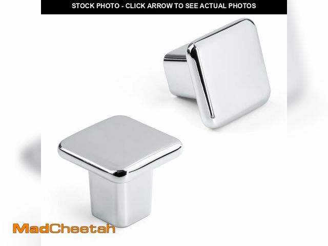 Lot 74-13961266 - HESTIA HARDWARE 10 Pack Chrome Square Kitchen Cabinet Knob | Chrome Cabinet Knobs | Square Dresser K...