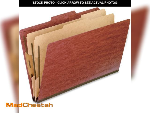 Lot 74-12976447 - Pendaflex Top-Tab Pressboard Classification Folders, 2/5 Cut, Legal Size, Brick Red, 10 per Box (225...
