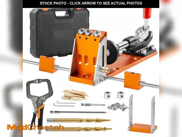 Lot 74-12365542 - SKYSHALO Pocket Hole Jig Kit, 34 Pcs Pocket Hole Jig System with 11 in. C-clamp, Fixture, Step Drill...