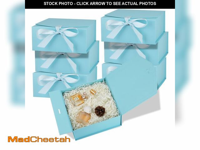 Lot 74-13546718 - OEMVALATY 6-Pack Gift Boxes,10x7.3x3.5 Inch Magnetic Gift Boxes with Lids for Presents,Blue with Rib...