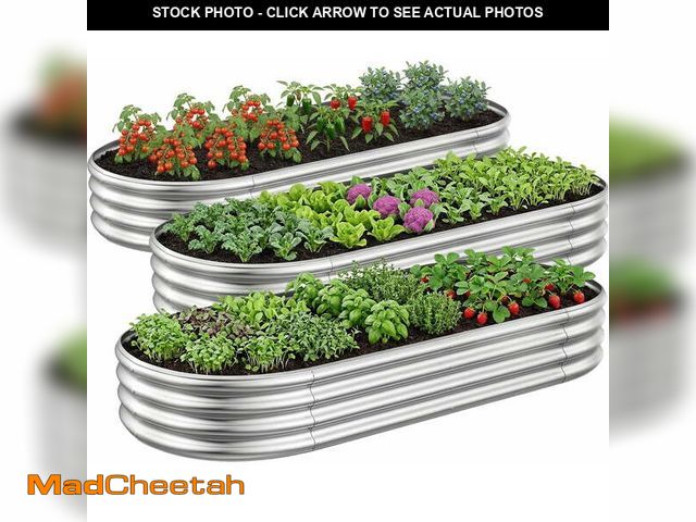 Lot 74-14087161 - Nana Guard Galvanized Raised Garden Bed Kit, 3Pcs 4ft Planter Boxes Outdoor, Oval Metal Raised Garde...
