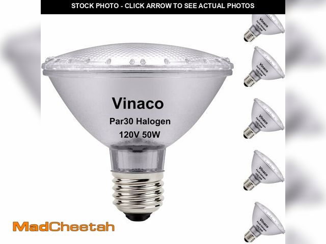 Lot 74-12443996 - Vinaco PAR30 Short Neck 50W, 6 Pack High Output PAR30 Halogen Flood Light Warm White 2800K, PAR30 Di...