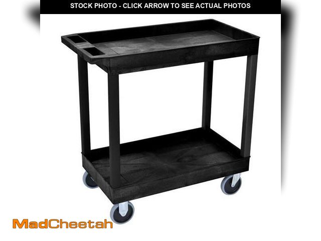 Lot 74-14193120 - H Wilson Heavy Duty EC Series 18 W x 35 in. 2-Tub Shelf Utility Cart, Black - UNUSED