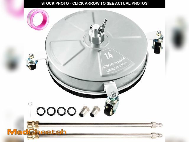 Lot 74-12979705 - Wexo Palindrog 14" Pressure Washer Surface Cleaner with 4 Wheels, Stainless Steel Power Washer Surfa...