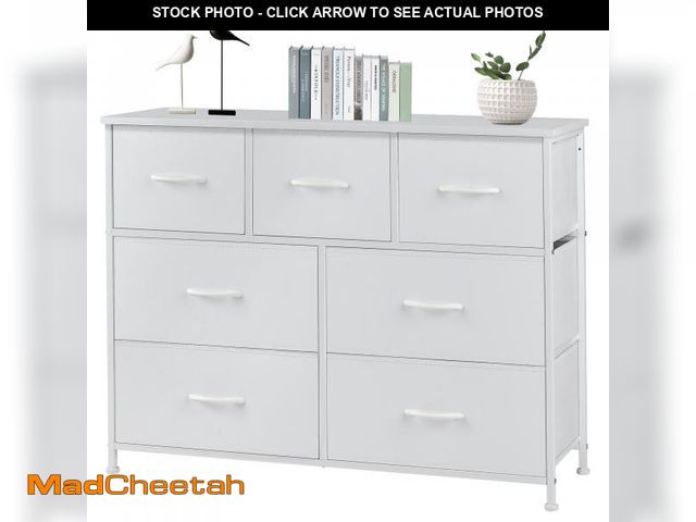 Lot 74-12462391 - EDX 7 Drawer Dresser, Wide Chest of Storage Drawers Nightstand Storage Tower With Wood Top for Livin...