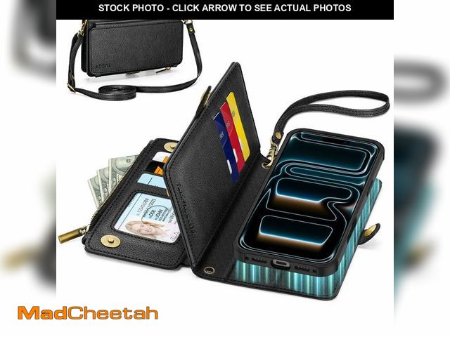 Lot 74-13575651 - TUCCH Removable Crossbody Case Wallet for iPhone 17 Pro 2025, 9 Card Slot RFID Blocking, Stand, Lany...