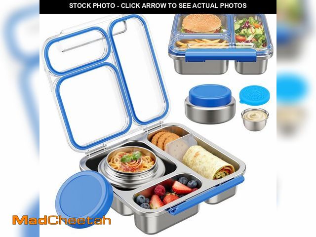 Lot 74-13718551 - Pawtong Stainless Steel Bento Box Kids Adult with 7oz Insulated Food Jar, Transparent Lid Metal Lunc...