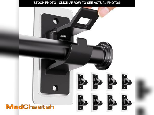 Lot 74-12302860 - 8PCS No Drill Curtain Rod Bracket, Self Adhesive Curtain Rod Holders, No Hole, Multipurpose Nail Fre...