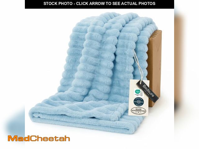 Lot 74-14423948 - Bedsure Soft Light Blue Throw Blanket for Couch Decor Gifts 50"x60" - UNUSED