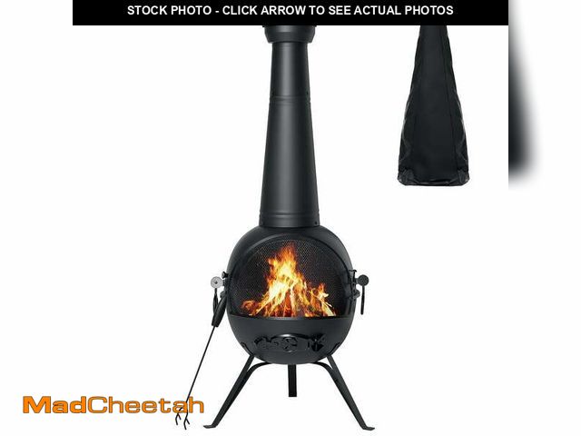 Lot 74-12766705 - (MISSING ONE LEG,COVER,FIRE POKER,LID) SinglyFire Chiminea Outdoor Fireplace Wood Burning Chimenea M...