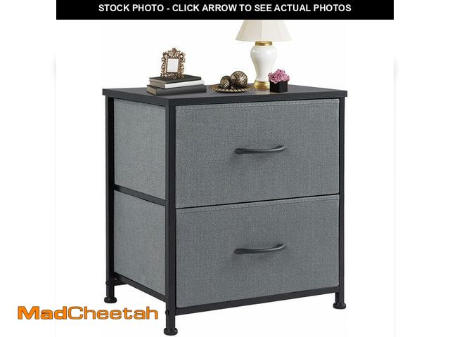 Lot 74-13041302 - DUMOS Nightstand Small Dresser with 2 Fabric Drawers Side Bedroom End Table Kids Bedside Storage Fur...