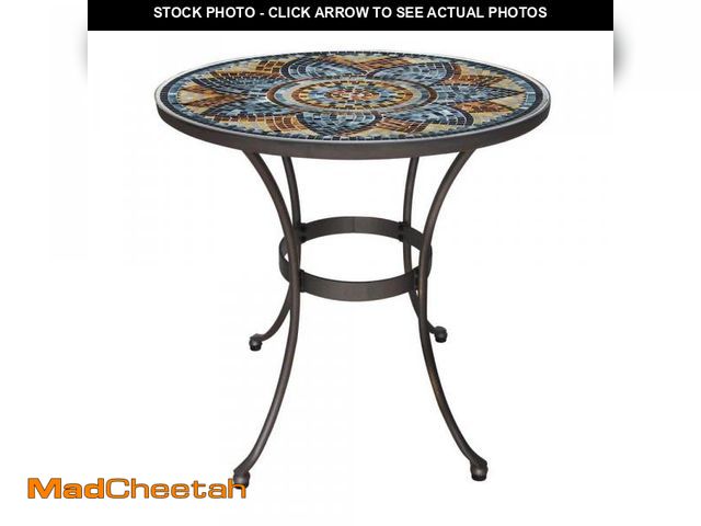 Lot 74-12517554 - StyleWell Mix and Match 28 in. Metal and Glass Mosaic Patio Bistro Table - UNUSED
