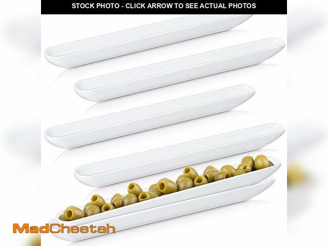 Lot 74-14384739 - Rtteri 6 Pcs Olive Tray 16'' White Olive Plate Long Narrow Serving Dishes for Entertaining Imitation...