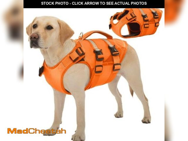 Lot 74-12421511 - Kuoser Dog Life Jacket  High Flotation Dog Life Vest for Swimming Boating  Orange  XXL - UNUSED