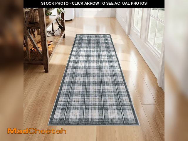 Lot 74-13960706 - GarveeHome Checkered 2x6 Runner Rug, Machine Washable Stain Resistant Rug with Non Slip Backing, Car...