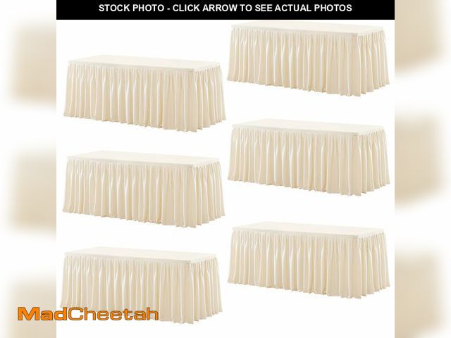 Lot 74-12967358 - Wish Care 6 Pack Light Champagne Rectangle Table Clothes for 6 Foot Tables, Polyester Fitted Tablecl...