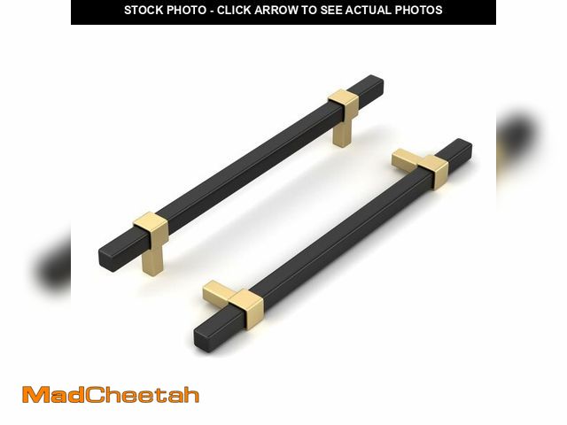 Lot 74-13715229 - Goldenwarm 10 Pack Cabinet Handles Black and Gold Cabinet Pulls 7-1/2 Inch Hole Center Drawer Pulls ...