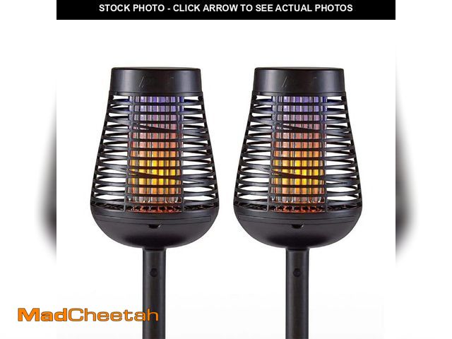 Lot 74-14597832 - Solar Bug Zapper Torch with Flaming LED (2-Pack) - UNUSED