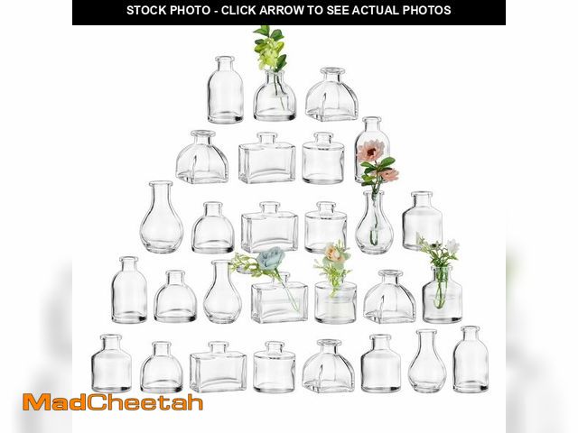 Lot 74-11550503 - Glasseam Clear Glass Vases for Centerpieces: Mini Flower Vase Set 28Pcs Bud Vases in Bulk - Modern S...
