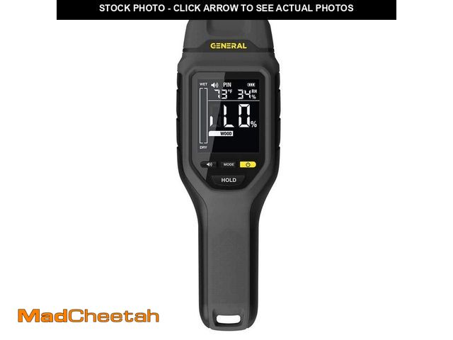 Lot 74-14448911 - General Tools Pin Moisture Meter with Backlit Display for Wood, Drywall, and Building Materials - UN...