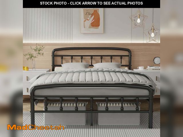 Lot 74-13765824 - Metal Full Size Bed Frame with Headboard,Victorian Style Headboard and Footboard, No Squeak, Heavy D...