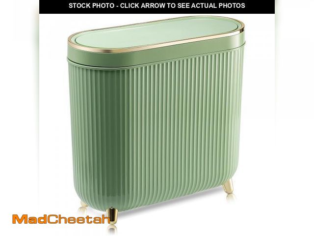 Lot 74-12121506 - Supteron Bathroom Trash Can with Lid 3.2 Gallon Narrow Trash Can Small Plastic Trash Bin 12 Liter wi...