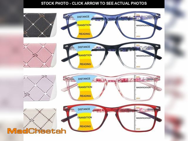 Lot 74-14057521 - BONCAMOR 4 Pack Progressive Multifocus Reading Glasses Men and Women Computer Blue Light Blocking An...