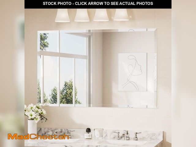 Lot 74-14393353 - 30 in. W x 48 in. H Rectangular Beveled Frameless Wall Mount Bathroom Vanity Mirror Decorative Wall ...