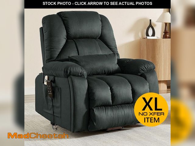 Lot 74-12746441 - (MISSING HARDWARE) Bestier 40.1 in. W Gray Microsuede Oversize Dual Motor Power Lift Recliner Chair ...