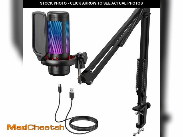 Lot 74-14065507 - TONOR Gaming Microphone Set with Boom Arm, Vocal Condenser Microphone for PC with Stand, USB Mic wit...