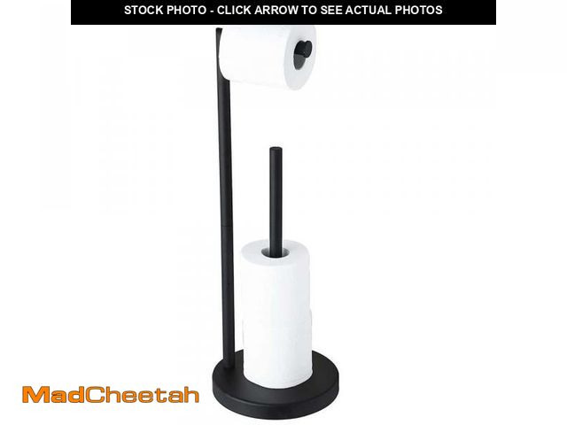 Lot 74-12364957 - Bathroom Freestanding Toilet Paper Holder Stand with Reserver in Matte Black - UNUSED