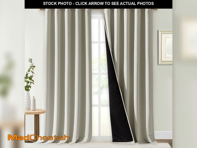 Lot 74-14270553 - NICETOWN Natural 100% Blackout Curtains for Windows, Super Heavy-Duty Black Lined Total Darkness Dra...