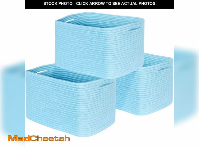 Lot 74-14337194 - MINTWOOD Design 3-Pack Decorative Woven Storage Baskets for Shelves, Cube Bin Box for Organizing Boo...