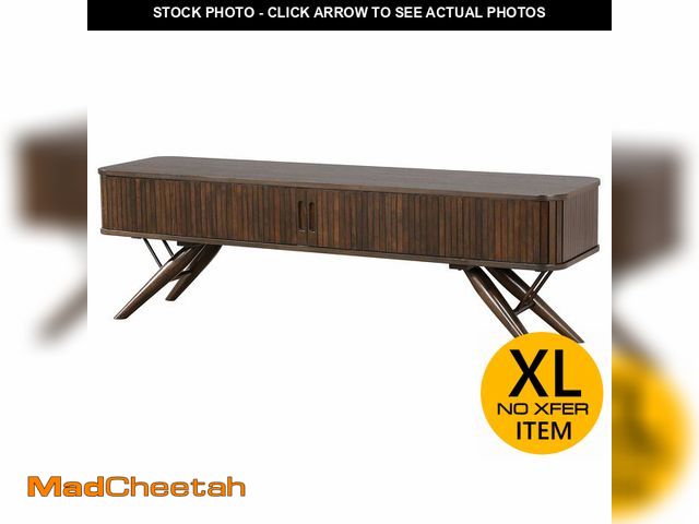 Lot 74-13012203 - Benzara Simi TV Media Entertainment Console- Rectangular 71 Inch- Walnut Brown Wood - UNUSED