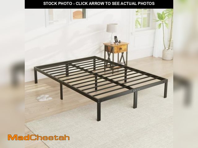 Lot 74-12402823 - King Size Bed Frame with Ample Storage Space  Sturdy Steel Slat Support  14-Inch Height  No Box Spri...