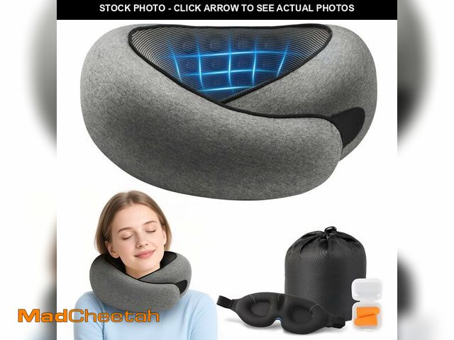 Lot 74-12606791 - Purroch Advanced Memory Foam Neck Travel Pillow, Neck Pillow Airplane with Eye Mask &amp; Ear Plugs,...