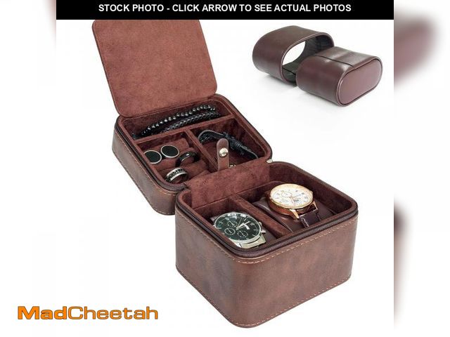 Lot 74-12306282 - EverWinSR 2 Watch Travel Case for Men- PU Leather &amp; Suede Lined Portable Protection, Compact Jew...