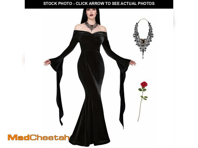 Lot 74-12708817 - ABHOH Adult Halloween Costume for Women Black Gothic Dress for Role Cosplay AB012L - USED