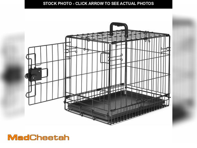 Lot 74-14067092 - Basics Durable, Foldable Metal Wire Dog Crate with Tray, Single Door, 18 x 12.4 x 15 in, Black - USE...