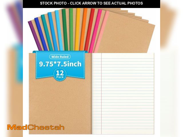 Lot 74-14263241 - 12 Pack Composition Notebook Journals Bulk, 7-1/2" x 9-3/4", Wide Ruled Paper, 30 Sheets/60 Pages, K...